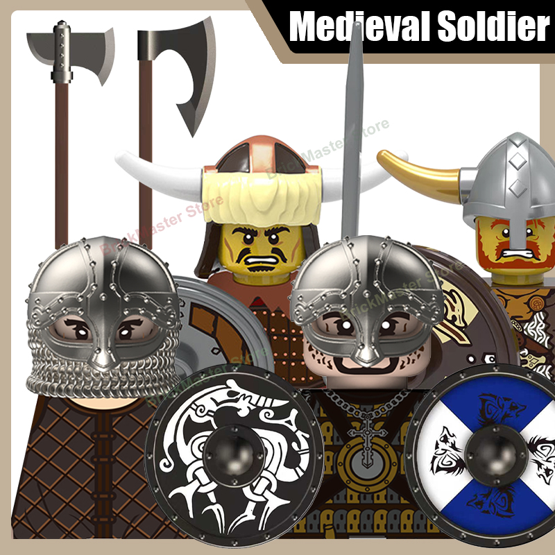 Lego Minifigure Holder - Figur Prajurit Viking Militer Abad Pertengahan